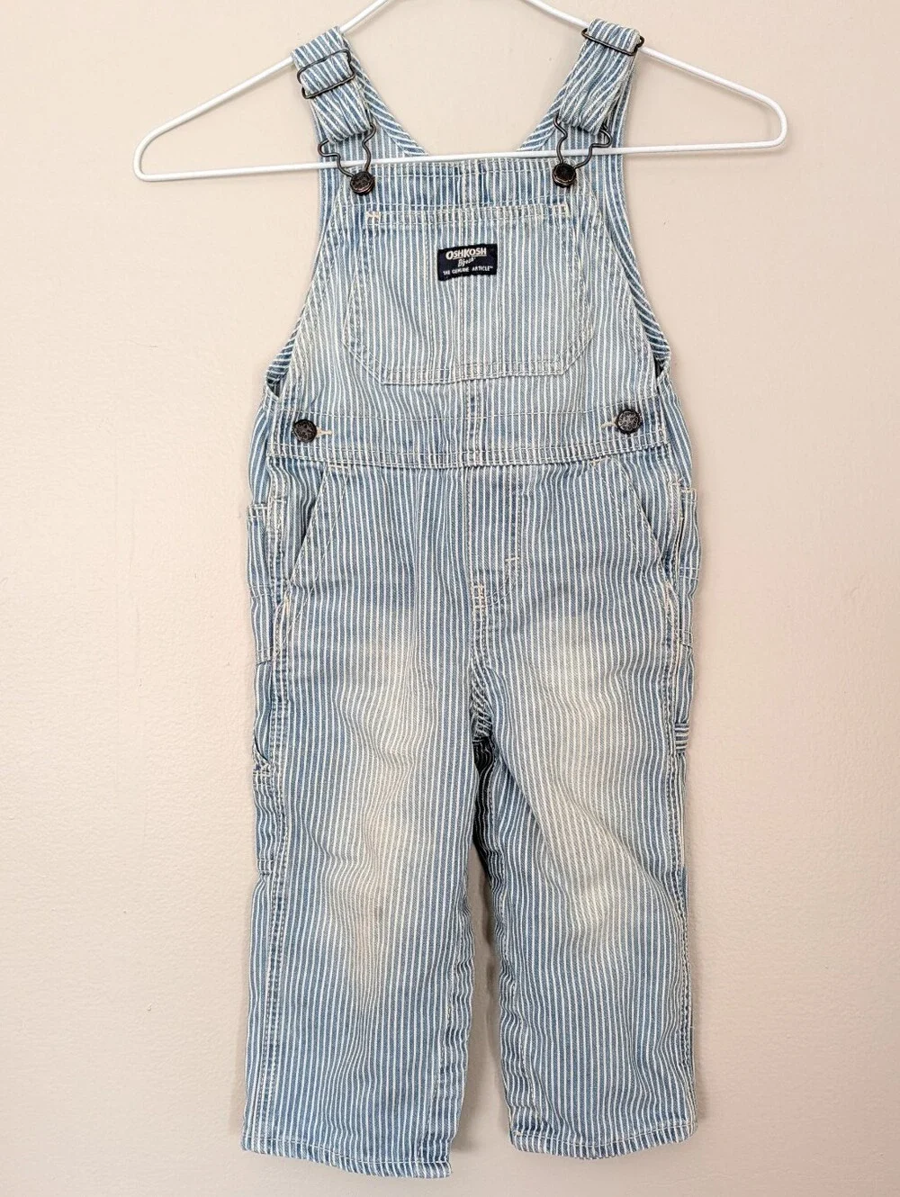 Oshkosh B'gosh Child's 24mo Hickory Stripe Overalls Denim Jeans